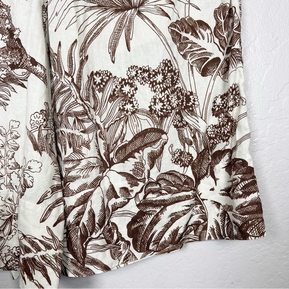 COS Women’s Size 8 Cream & Brown Botanical Print Pull-On Longline Linen Shorts - Picture 7 of 15